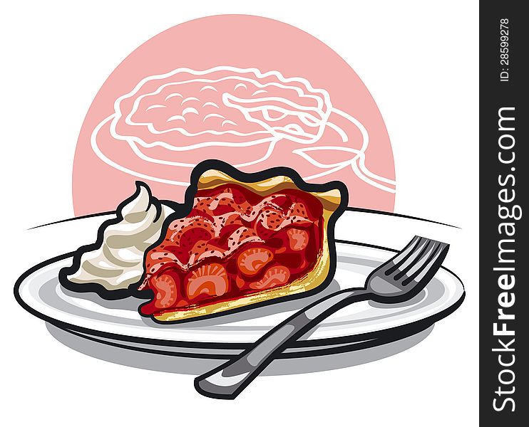 Piece of strawberry pie at the plate