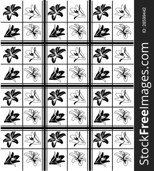 Flower lily pattern in black and white. Flower lily pattern in black and white