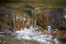 Little Rill With Brown Stones Royalty Free Stock Photography Little Rill With Brown Stones Royalty Free Stock Photography