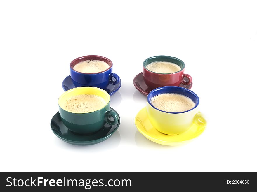 Coffee espresso in colored cups