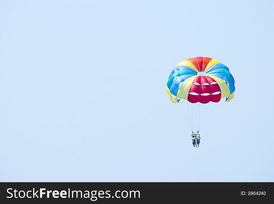 Sports activity double parasailing two people. Sports activity double parasailing two people