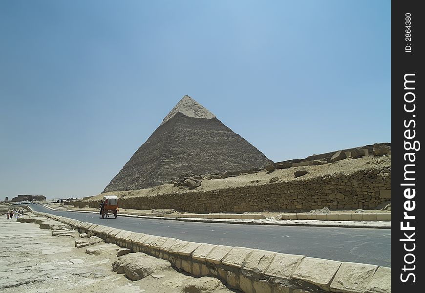 Road at the Greate Pyramid of Giza. Egypt Cairo