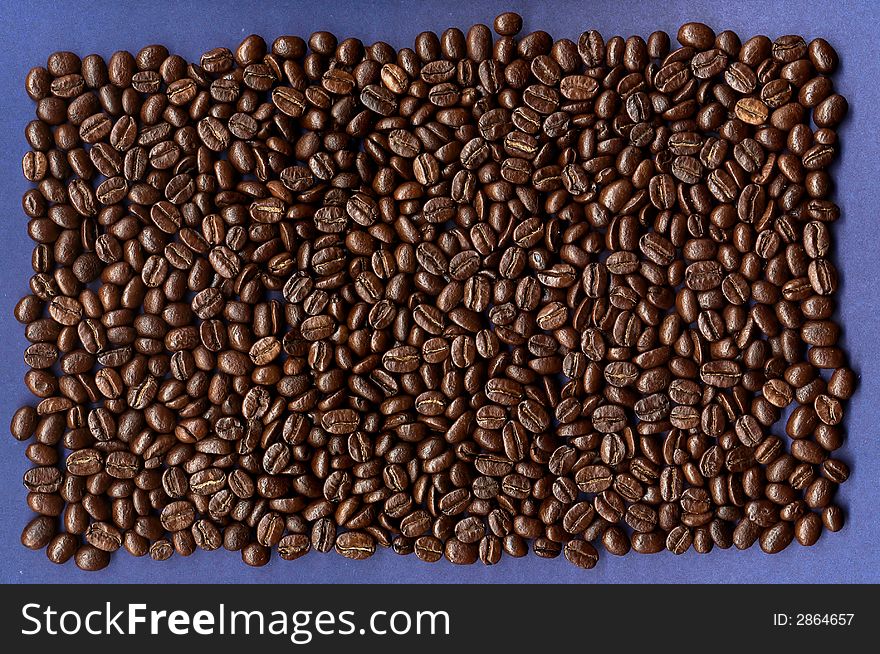 Coffee-beans on blue background