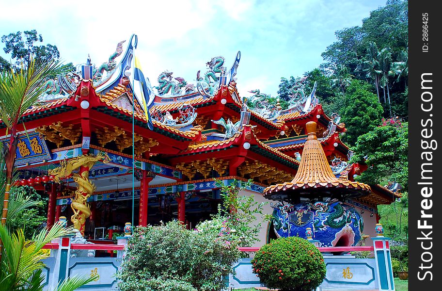 Beautiful temple garden at penang, malaysian #