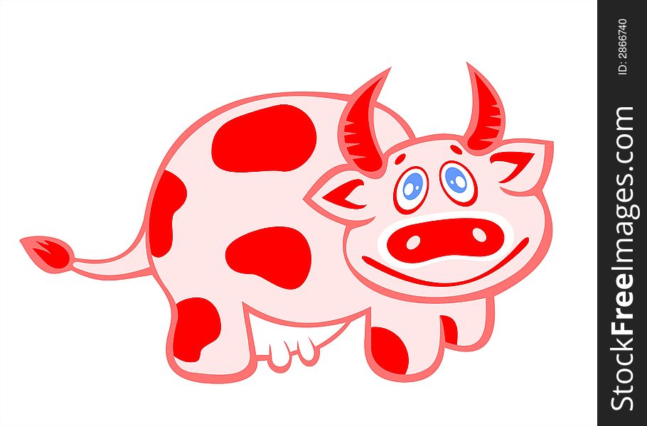 The pink ridiculous cow on a white background.