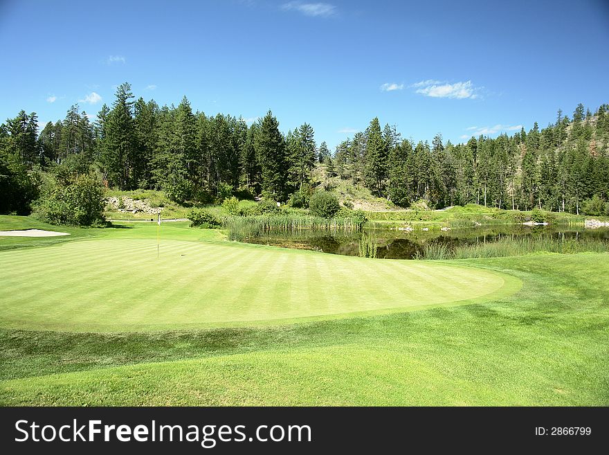 Par three hole on a championship golf course