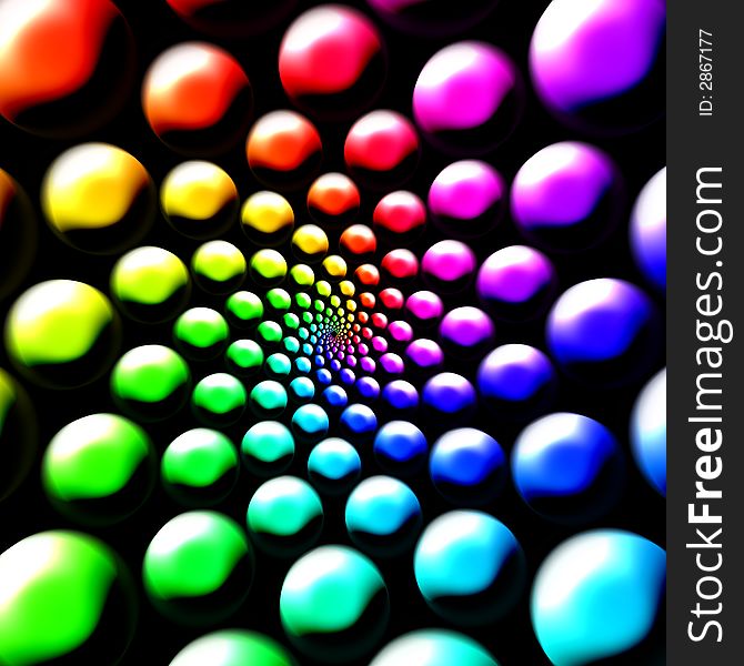 Abstract twirled rainbow colored balls illustration for a background. Abstract twirled rainbow colored balls illustration for a background