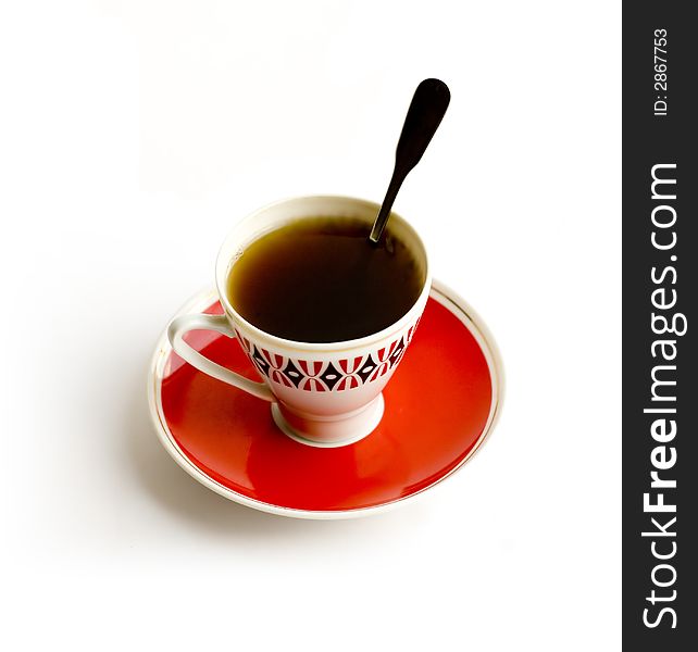 Cup of black coffee on white background. Cup of black coffee on white background