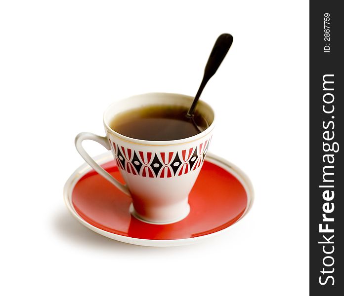 Cup of black coffee on white background. Cup of black coffee on white background