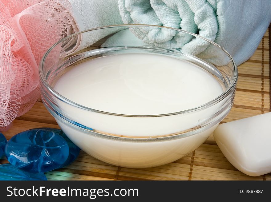 Spa-procedures wiht milk in the bath
