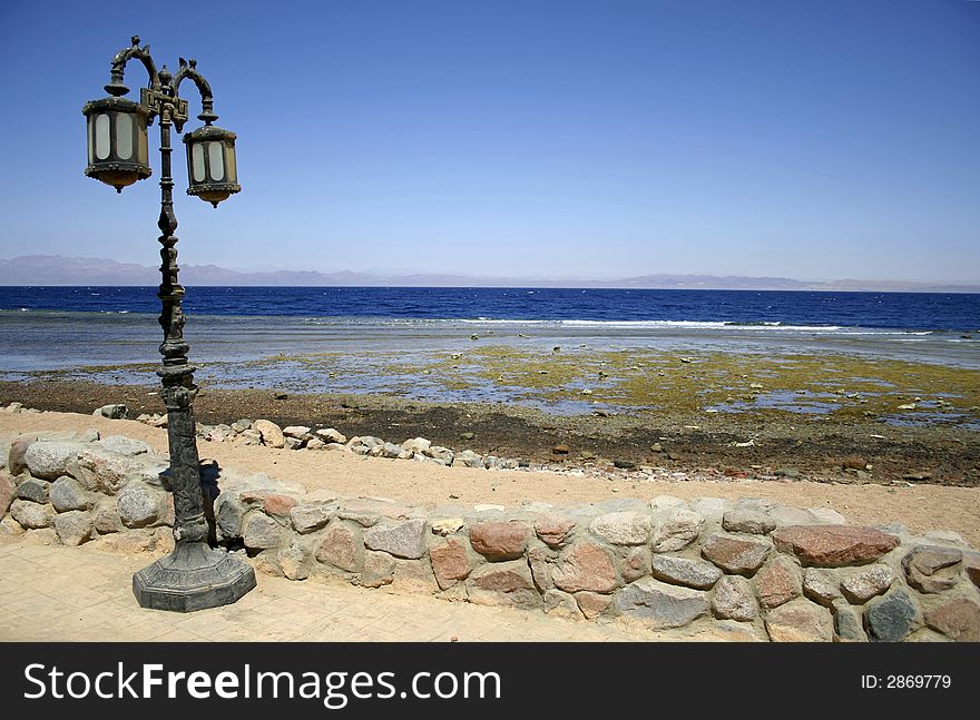 Street light red sea, sinai, egypt