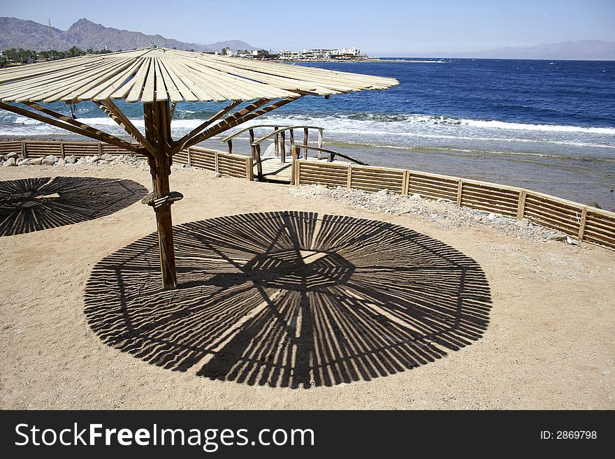 Parasol on beach, red sea, sinai, egypt