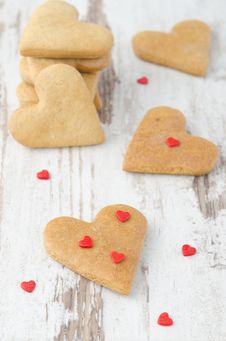 Cookie In The Form Of Heart On The Table Stock Image Cookie In The Form Of Heart On The Table Stock Image