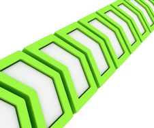 Green Arrows In A Line Stock Image