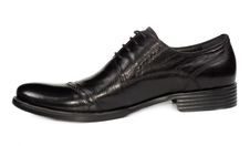Mans Low Heeled Classical Black Shoe Stock Images