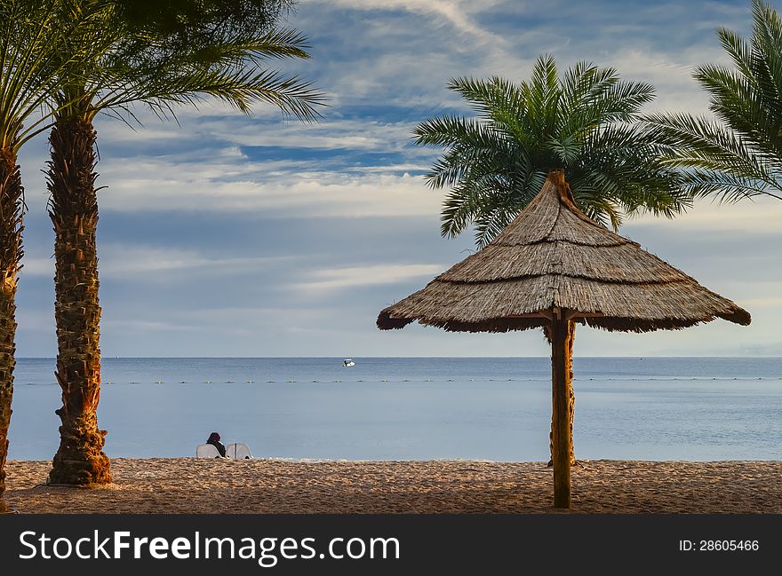 View On The Gulf Of Aqaba From Sandy Beach Of Eilat