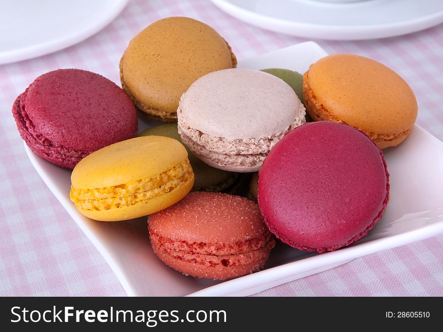 Colorful macaroons in various flavours