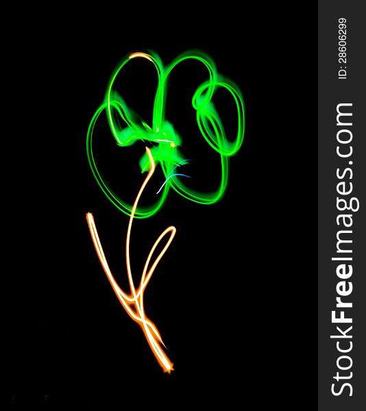 Flower painted with freeze light