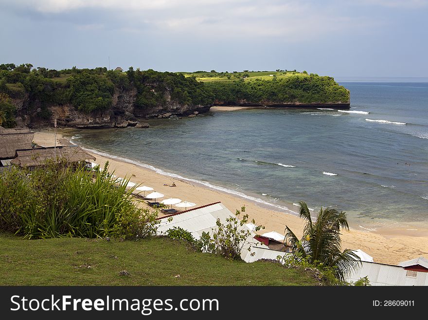View over a quiet beach in Bali, Indonesia. View over a quiet beach in Bali, Indonesia
