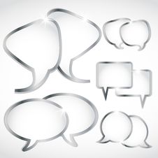 Shiny Silver Speech Bubbles Set Royalty Free Stock Image