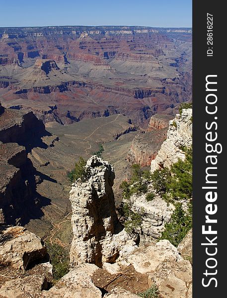 Grand Canyon National Park vista taken from the South Rim of the Canyon, Arizona, USA. Grand Canyon National Park vista taken from the South Rim of the Canyon, Arizona, USA