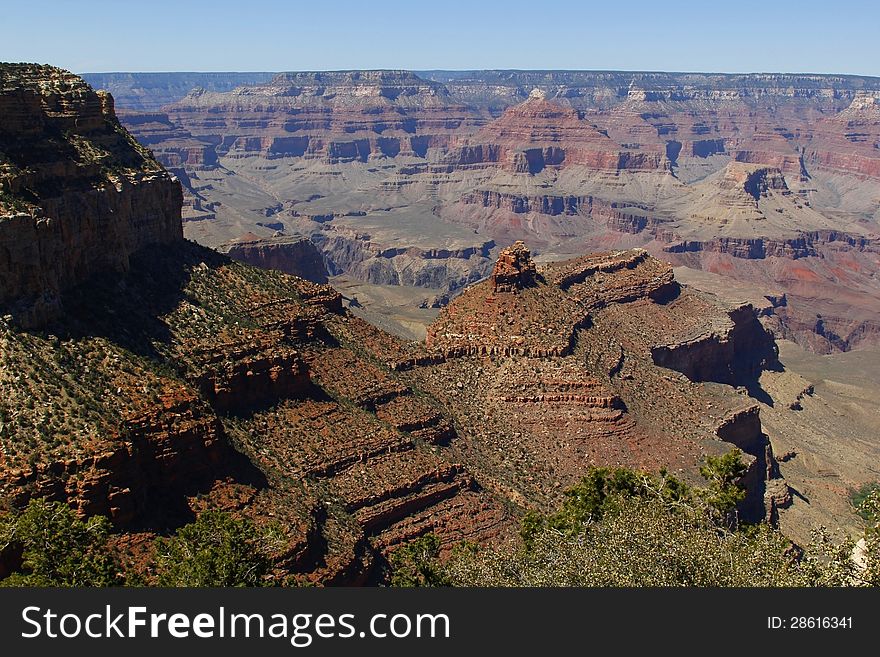 Grand Canyon National Park vista taken from the South Rim of the Canyon, Arizona, USA. Grand Canyon National Park vista taken from the South Rim of the Canyon, Arizona, USA