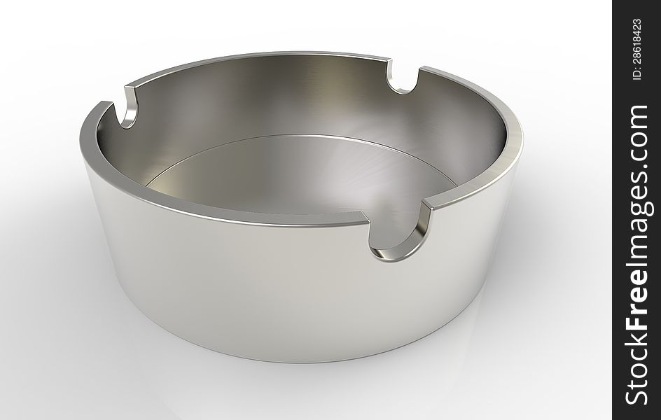 3d render of  Round metal ashtray