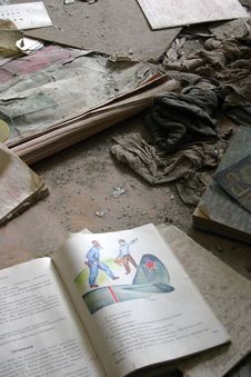 School Books In The Abandoned City Of Pripyat, Chernobyl Stock Photos School Books In The Abandoned City Of Pripyat, Chernobyl Stock Photos