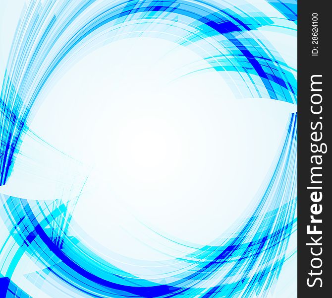 Abstract vector blue background with bent lines.
