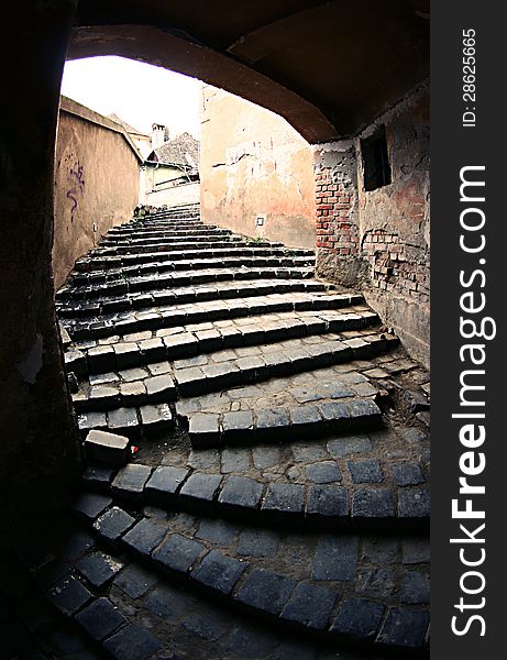 Old stair way in an medieval city. Old stair way in an medieval city.