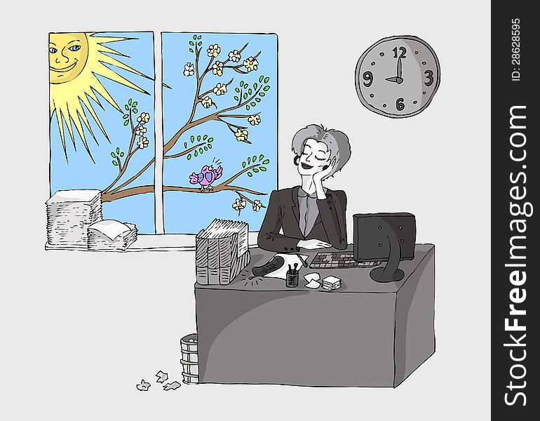 Office lady in spring