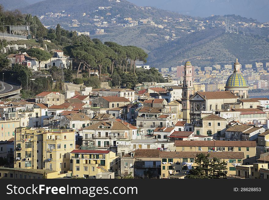 Overview of Vietri sul Mare with cathedral. Overview of Vietri sul Mare with cathedral