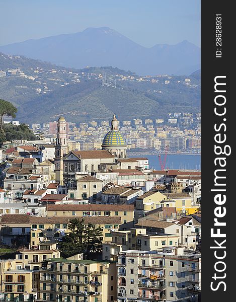 Overview of Vietri sul Mare with cathedral. Overview of Vietri sul Mare with cathedral