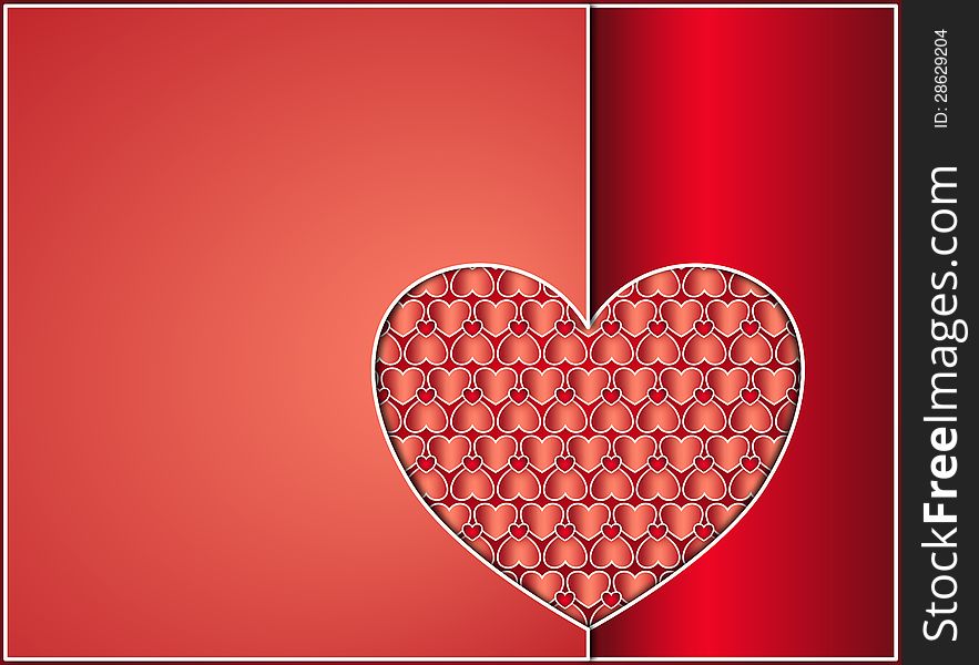 Valentine heart cards covered with small red hearts background