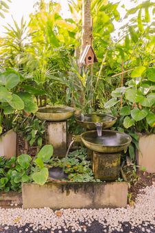 Man-made Small Waterfall In Garden Royalty Free Stock Images Man-made Small Waterfall In Garden Royalty Free Stock Images