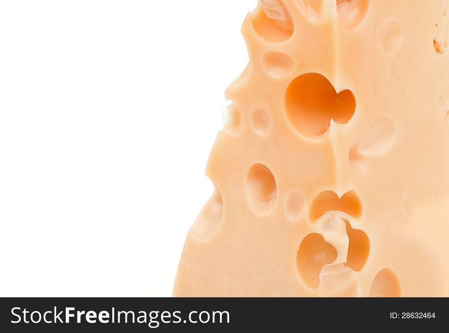 Perfect Piece of Cheese closeup isolated on white background