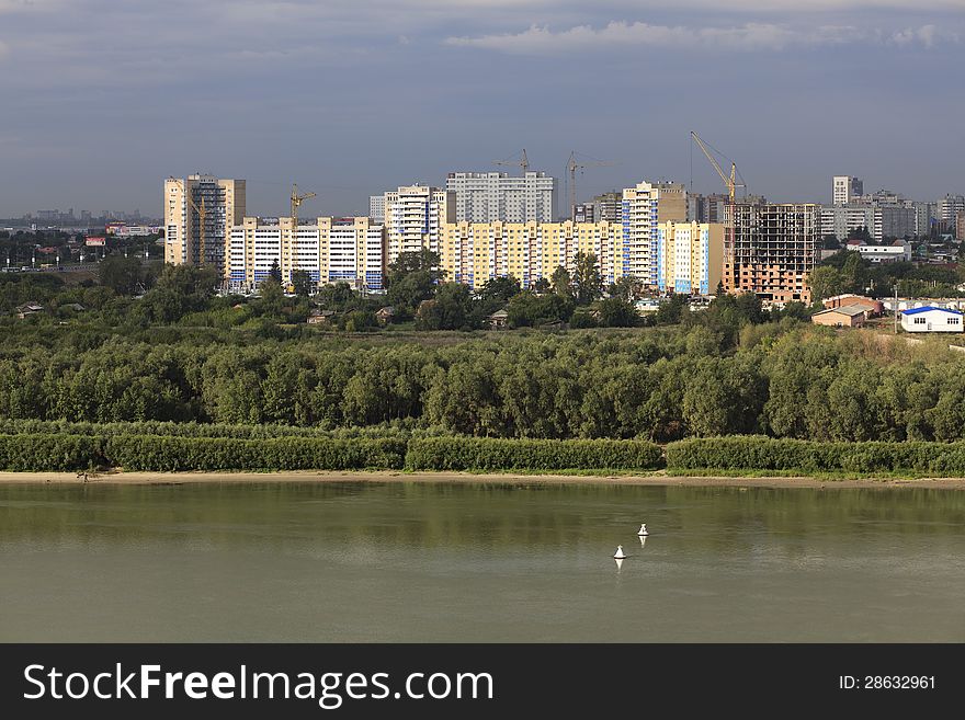 Development area AVANGRAD - a modern residential complex in Omsk. Russia.