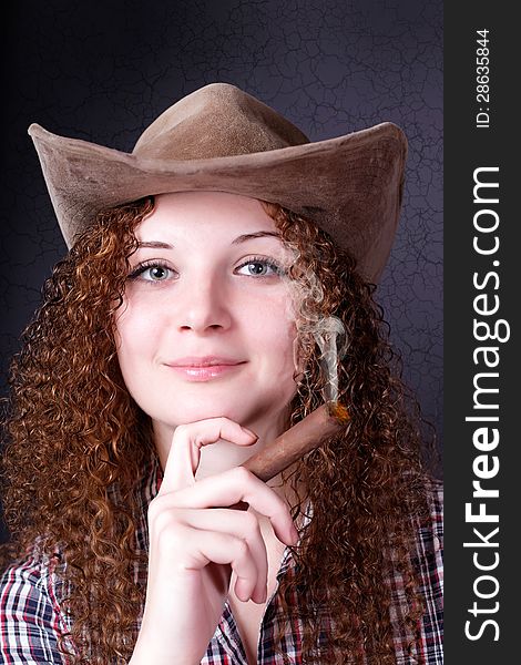 Pretty Girl With A Cigar Cowboy