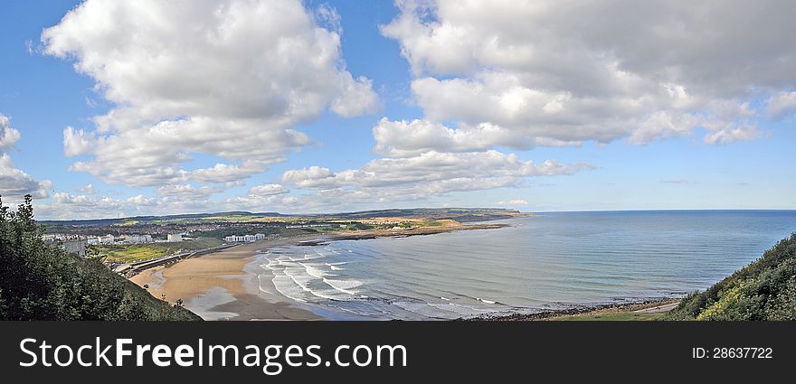 The coastline from scarborough castle in yorkshire england. The coastline from scarborough castle in yorkshire england