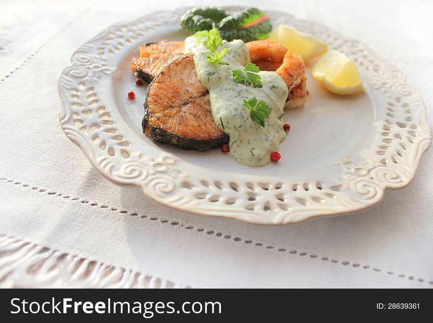 Roasted Salmon With Sauce