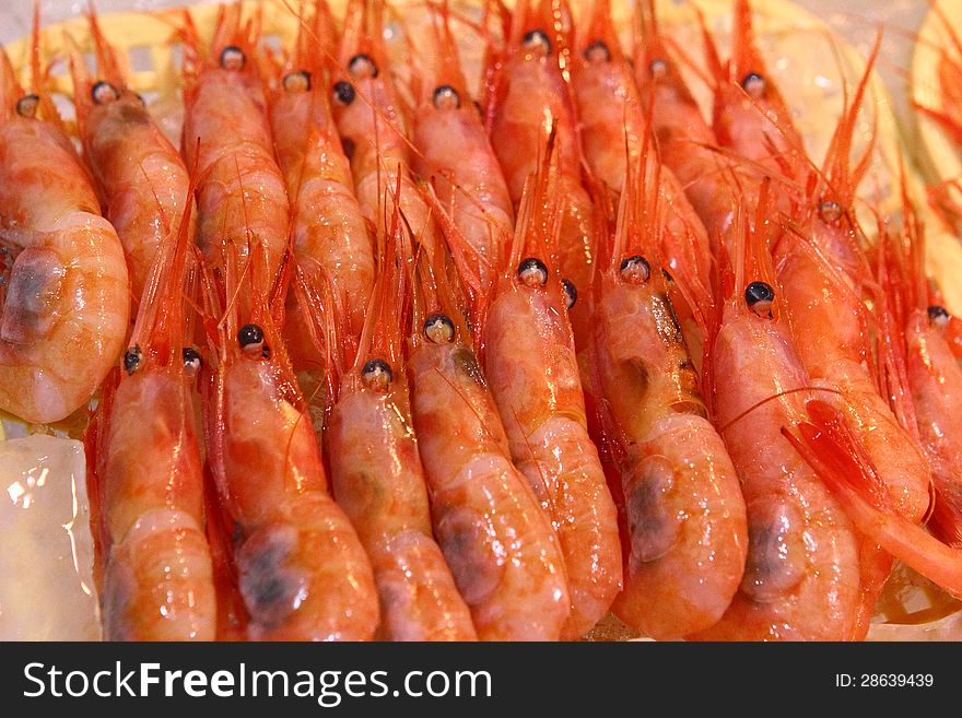 The sea shrimp being sold in fish marker