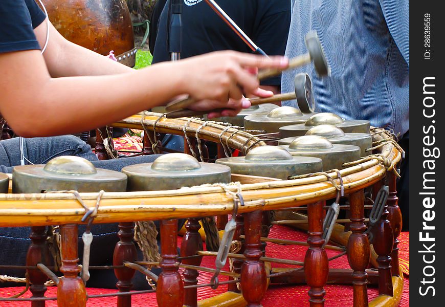 Thai gong, traditional musical instrument. Thai gong, traditional musical instrument