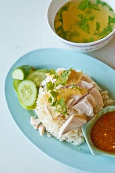Rice Steamed With Chicken Soup Stock Image
