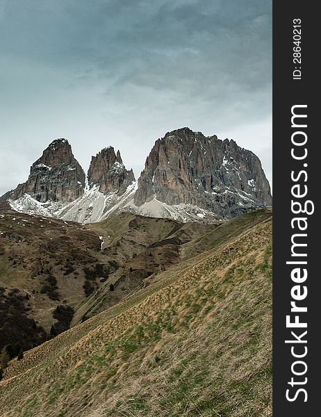 The view from the saddle Passo Sella