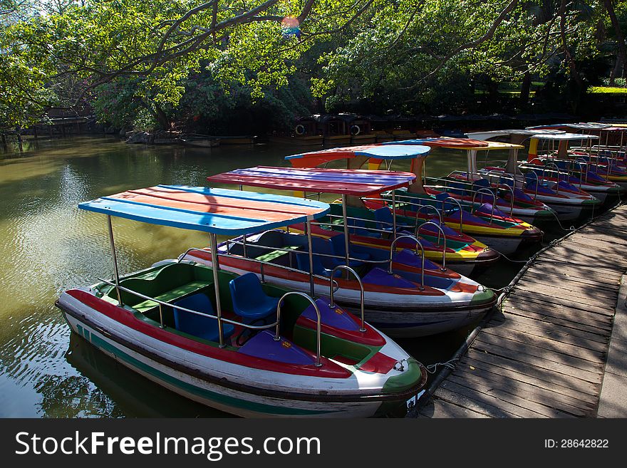 Cruise boats in park