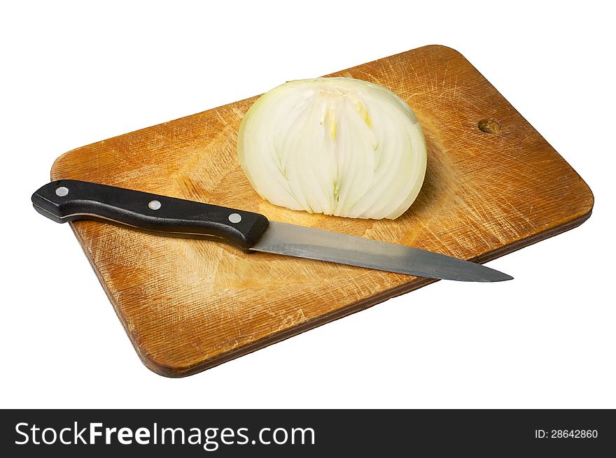 Half Of Onion And Knife