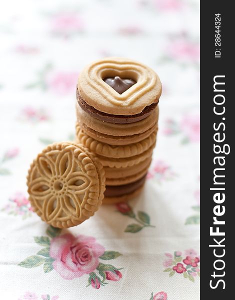 Cookies on a plate and colored napkins. Cookies on a plate and colored napkins