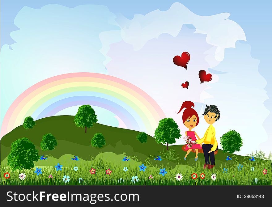 a composition for Valentine's Day with a girl and a boy,. a composition for Valentine's Day with a girl and a boy,