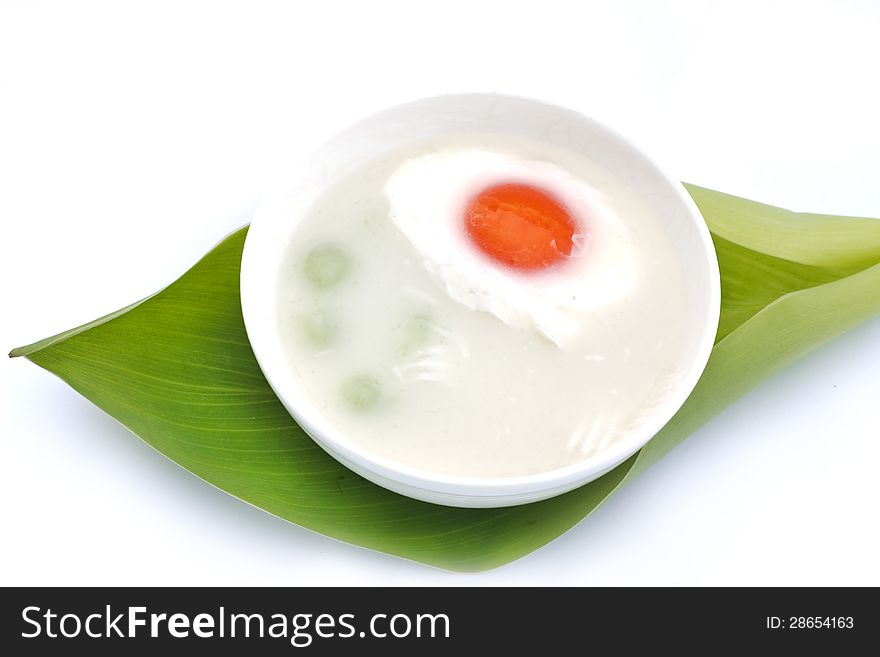 Thai sweetmeat made of corn powder and coconut milk and egg with sweet tasty.