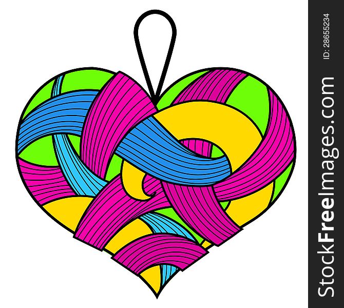 Colorful heart from ribbons. You can use it like design element for Valentines Day